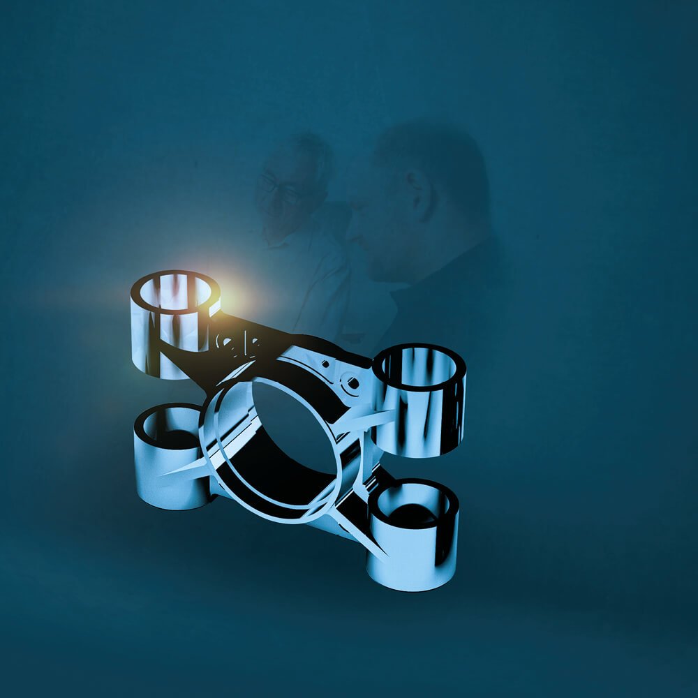 A computer animation of a workpiece made of metal.