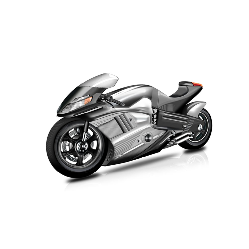 Freigestelltes Bild von einem Motorrad.