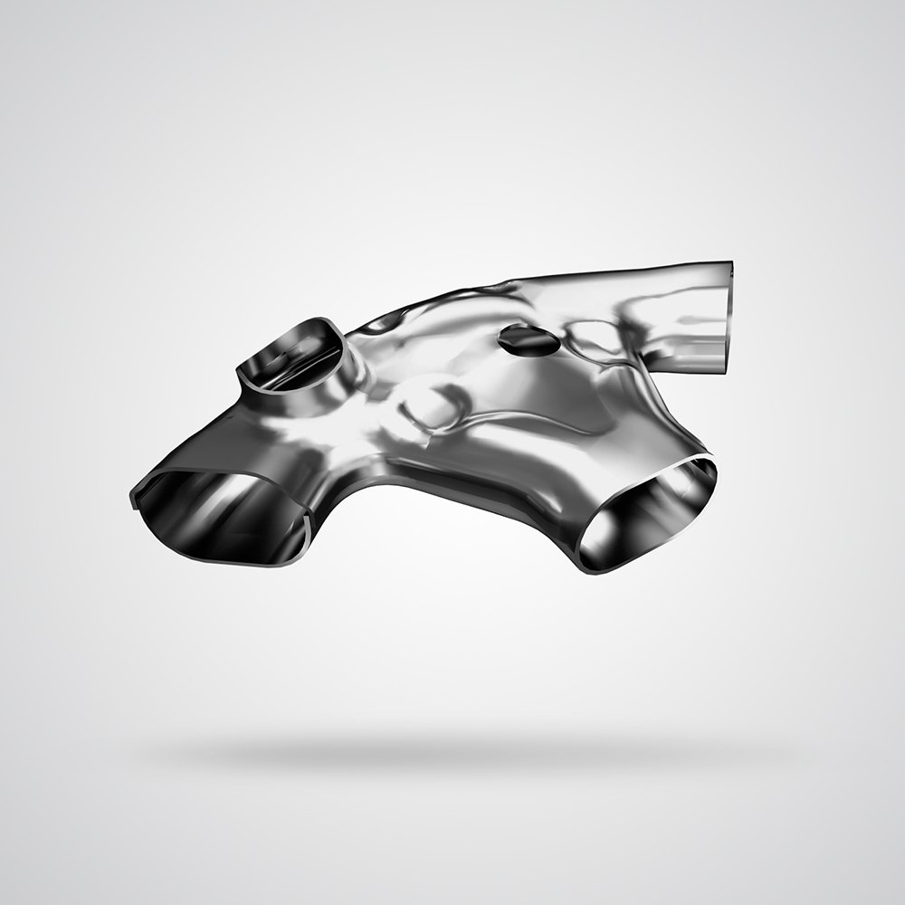 Computeranimation eines Werkstücks aus Metall.