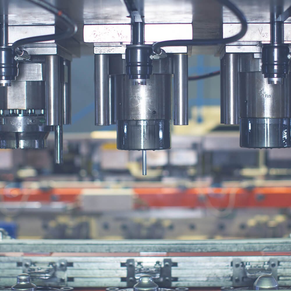 Close-up of a machine for forming technology.
