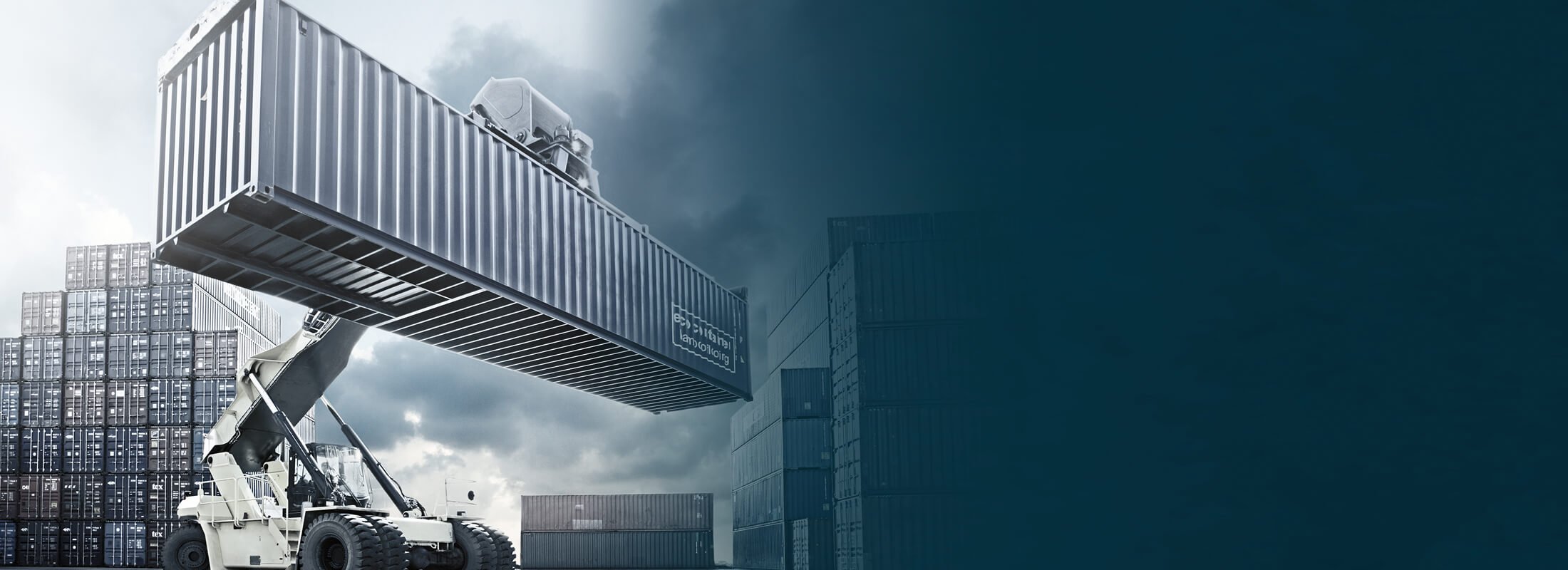A crane truck lifting a container.