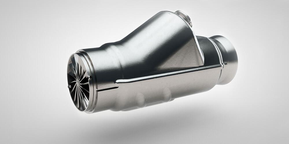 [Translate to English:] 3d-Rendering eines Werkstücks aus Metall.
